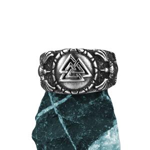 แหวนแฟชั่นสไตล์พังก์ นอร์ดิก ไวกิ้ง วินเทจ ลายโอดิน นกกา รูปสามเหลี่ยม นอร์ส รูน ทำจากสแตนเลสกันน้ำ สำหรับผู้ชาย ขายส่ง - Product Image 5