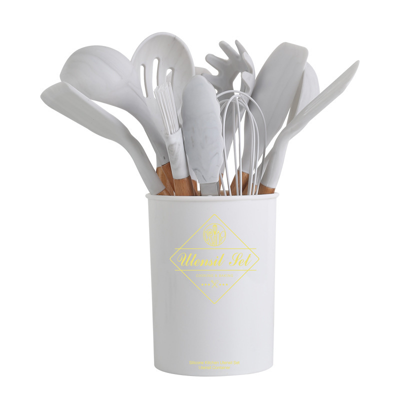 BPA Free Non-Toxic Silicone Kitchen Utensils Set 12-Piece Cooking Tools with Wooden Handles Dishwasher & Oven Safe · image 6