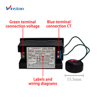 D69-2049 Voltmeter AC Digital 100A 80-300V, Pengukur Voltase Ammeter Energi Listrik