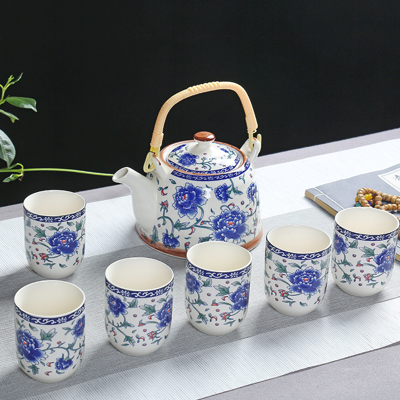 中国景德镇陶瓷茶具1个茶壶和6个陶瓷茶杯孔夫瓷茶具| Alibaba.com