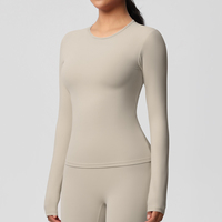 T-Shirt Crop Top à Manches Longues pour Femmes, 80 % Nylon 20 % Spandex, Haute Qualité, Doux, pour Usage Quotidien