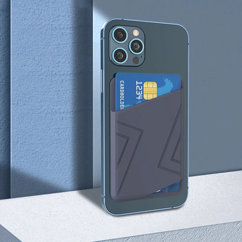 Yapışkan silikon kart cep para kılıf tutucu kılıf marka tasarımcısı telefon cüzdan yapış cep