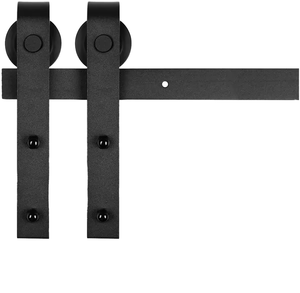 Kit de quincaillerie pour porte de grange en acier au carbone durable de 2 m (6,6 pi) avec garantie de 5 ans, installation par vis, système de rail coulissant moderne à fermeture douce - Product Image 1