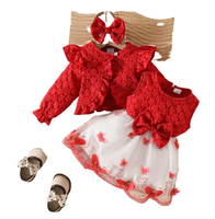 Robes d'anniversaire florales d'automne pour bébé fille de style coréen, 100% polyester, coupe trapèze, mini, pour 2 ans, robe de demoiselle d'honneur, vêtements de fête pour enfants