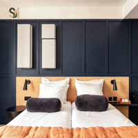 Ensembles de meubles de chambre d'hôtel de luxe royal en bois, ensemble complet de meubles de chambre avec lit queen size
