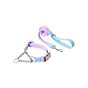 <b>Pet</b> <b>Leash</b> Collar Set PVC Waterproof Outdoor Use No Neck Strain Solid Color Dog Walking Accessory - Product Image 4