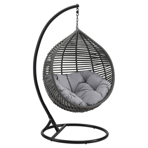Silla Colgante de Mimbre Personalizada al por Mayor con Soporte y Cojín Grueso, Forma de Gota de Agua, para Interiores y Exteriores - Product Image 3