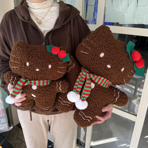 2026新しいクリスマス漫画かわいいKt猫ぬいぐるみ人形KTぬいぐるみクリスマススカーフジンジャーブレッドマン人形 - Product Image 2