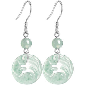 Pendientes de Jadeíta Natural con Diseño de Zorro de Nueve Colas, Plata S925, Accesorios Femeninos Sencillos, Certificado de Tasación D912 - Product Image 5