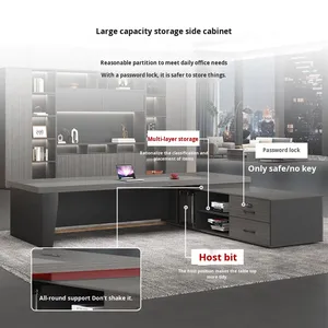 Baas Executive Bureau Bureaustoel Set Met Dubbele Kasten Modern Hout Design Luxe Grand Boss Tafel - Product Image 5