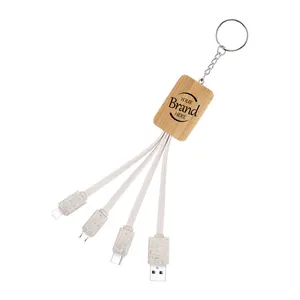 친환경 프로모션 선물 USB 가제트 맞춤형 로고 나무/대나무 듀얼 충전 3 in 1 USB 충전 케이블