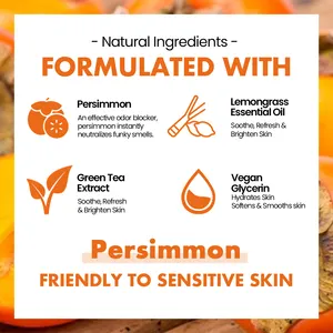 Private Label Organic Vegan Natural Persimmon Tannin Body Lotion Deodorant Soap Wash Roll On Antiperspirant Old People Smell