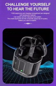 หูฟังคริสตัลตัดเสียงรบกวนสำหรับเล่นเกม TW หูฟังแบบเสียบในหูหูฟังแบบใส LED หูฟังไร้สาย YX06หูฟังอินเอียร์ - Product Image 6