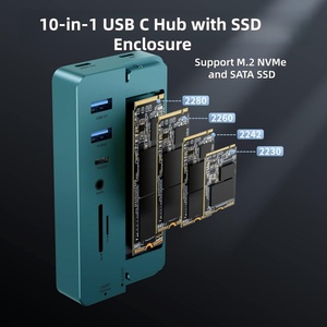 เคส SSD โลหะผสมอลูมิเนียมแบบเปลี่ยนได้ฮับแบบ10-in-1พร้อม2.0 USB <span class=keywords><strong>3.1</strong></span>การรองรับไมโคร SD - Product Image 2