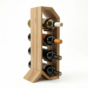 Wooden <b>desktop</b> wine bottle organizer, solid wood standing kitchen spice rack, multi-compartment wooden wine bottle rack - Product Image 2