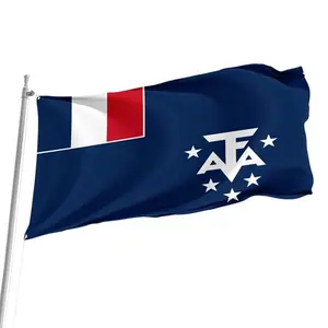 Flagnshow High-End Gedrukt 3X5 Ft Nationale Vliegende Franse Zuidelijke En Antarctische Gebieden Vlag 100% Polyester 90X150Cm