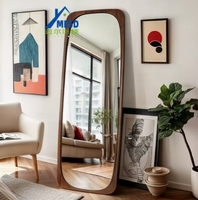 Miroir sur pied pleine longueur en bois de noyer, forme ovale, coins arrondis, miroir décoratif inclinable pour chambre et salon