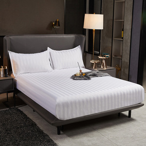 Juego de Ropa de <span class=keywords><strong>Cama</strong></span> de Satén Blanco 100% <span class=keywords><strong>Algodón</strong></span> de Calidad Hotelera, 4 Piezas, con Funda Nórdica Opcional, Sábana Plana y Sábana Ajustable para Resorts y Alojamientos - Product Image 3