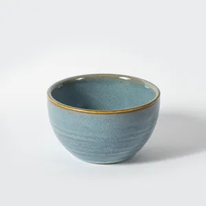 Yayu Manufacturer Wholesale Blue Colored Glaze Change Bulk Deep Soup Dish For Restaurant Ceramic Plates Porcelain Plates