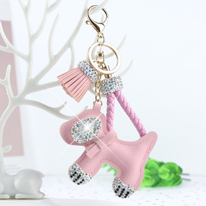 LLavero de cuero <span class=keywords><strong>con</strong></span> diamantes de imitación para perro, colgante para bolso, accesorios - Product Image 3