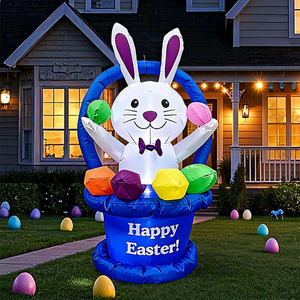 1.2-meter Easter Inflatable <b>Egg</b> <b>Basket</b> Rabbit Air Model Outdoor Festival Decoration LED Light Courtyard Ornament - Product Image 1