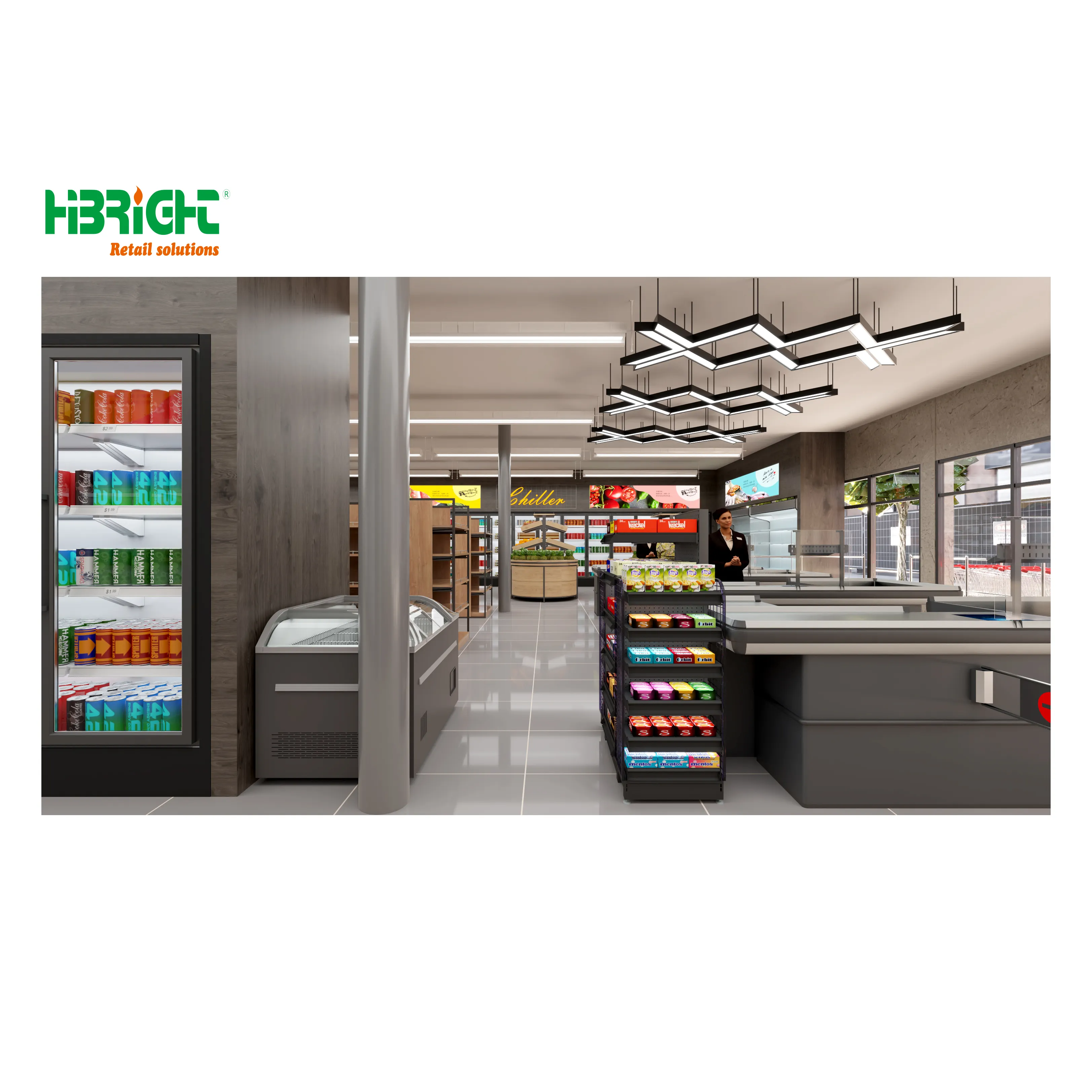 Comodidad de alta calidad Servicio de solución minorista integral Estantes de supermercado Diseño de exhibición interior