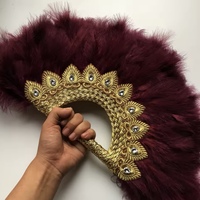 Big Size African Feather Fan Damen Hochzeits feder Fan für Braut feder Nigerian Flower Handfan
