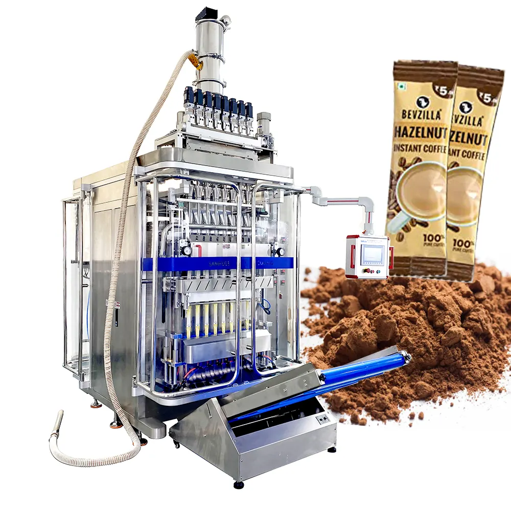 Automatic multi lane coffee powder stick packaging machine vertical 8 lane coffee premix powder packing machine