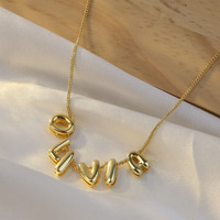 18K oro plata latón liso globo burbuja collar DIY nombre 26 letra número colgante collar para mujer