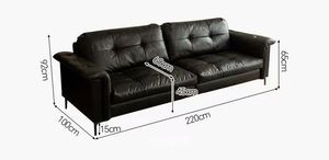 Ensemble <span class=keywords><strong>de</strong></span> canapés en cuir véritable à trois places <span class=keywords><strong>de</strong></span> conception italienne moderne avec rembourrage en éponge pour appartement, salon ou chambre <span class=keywords><strong>d</strong></span>'hôtel - Product Image 4