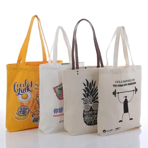 Màu sắc tự nhiên Canvas Tote Bag với tùy chỉnh logo khuyến mãi bãi biển mua sắm túi với lụa kỹ thuật số logo