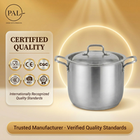Marmite en acier inoxydable 8L, base triple couche, poignées rivetées anti-chaleur, avec couvercle, pour la maison, les restaurants et la restauration - Vente en gros usine