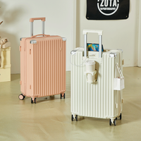 Kit de bagages 20+24+28, avec porte-gobelet et port USB, kit de bagages à main en PC avec roues à 360 degrés.