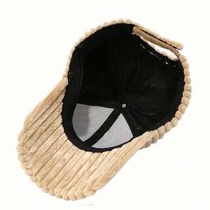 Casquette de baseball populaire en velours côtelé couleur unie à 6 panneaux, automne-hiver, épaisse, chaude, coupe-vent, tendance - Product Image 4