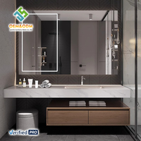 Ensemble de meubles de salle de bain en bois massif moderne OEM avec évier de table complet, robinet en cuivre, solutions de rangement