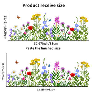 Pegatinas de Pared de Flores y Plantas Verdes, Pegatinas Autoadhesivas de PVC con Diseño de Flores para Decoración de Paredes de Sala de Estar, Dormitorio y Hogar - Product Image 6