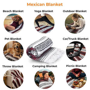 Mantas Mexicanas Tejidas Personalizadas al por Mayor, Mantas de Algodón para Picnic, Camping, Playa, Poncho, Toalla con Borlas - Product Image 2