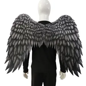 Borda transversal de novo design, melhor venda de carnaval adulto tamanho não-tecido brilhante asas de anjo