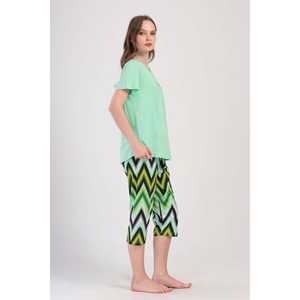 Traje de dormir capri ovalado de manga corta con cuello redondo para mujer, talla XXL - Product Image 3