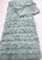 Tissu en tulle de luxe multicouche à volants et dentelle florale, maille à franges superposées pour robe de haute couture, robe de soirée, robe de mariée gothique et jupe de mariée