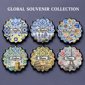 Juego de Posavasos de Cerámica con Relieve 3D, Recuerdo Turístico de <span class=keywords><strong>Sevilla</strong></span>, España, Diseño Personalizado, Aislante para Café y Té, OEM, ODM, Personalizable - Product Image 5