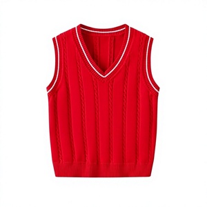 Chaleco de punto trenzado con cuello en V para hombre, ajustado, sin mangas, estilo pulóver, acanalado, informal, transpirable, vintage, para invierno - Product Image 1