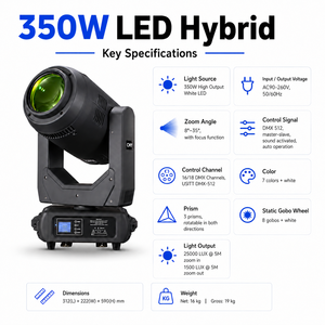 Compact 350W LED Moving Head BEAM SPOT WASH 3-in-1 for Wedding, DJ, and Party <b>Lighting</b> - Product Image 5