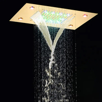 Pommeau de douche mural LED moderne en acier inoxydable 304, effet pluie, 360x500mm, chromé, écologique, haute pression