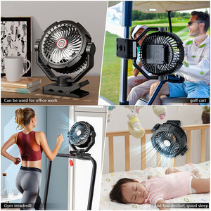 Ventilateur portable à clipser, batterie longue durée, moteur sans balais 9V, télécommande, ventilateur oscillant à 4 vitesses pour le camping, le bureau - Product Image 4