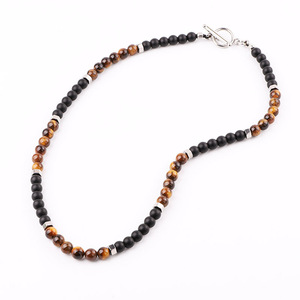 Fecho de pedra natural, fabricação direta de fábrica, pedra de olho de tigre, fosca, oníx, hematita, fecho de aço inoxidável personalizado, colar de homens - Product Image 1