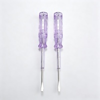 Testeur de tension à tête plate transparente violette, modèle 501, stylo de test électrique à contact, affichage LED 100V-500V AC/DC pour usage domestique