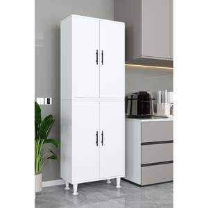 Armoire de cuisine modulaire blanche moderne à 4 portes, armoire de rangement multifonctionnelle avec étagères - Product Image 1