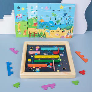 Jouets labyrinthe en bois pour filles, puzzles 3D, entraînement de la coordination œil-main, <span class=keywords><strong>jeux</strong></span> de concentration sur circuit d'équilibre - Product Image 4