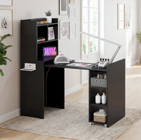 Table de manucure murale avec grand rangement et station de charge intégrée, table pliante multifonctionnelle pour la maison, le salon ou le bureau